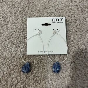 A.N.A. Semi Precious Teardrop Hoop Earrings
